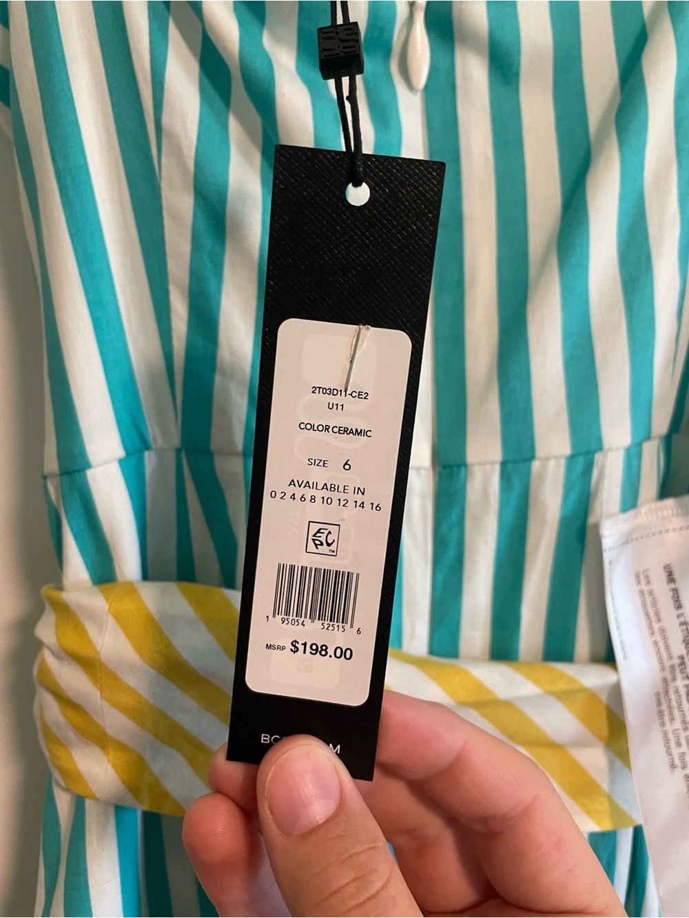 BCBGeneration NWT Striped High/Low Hem Maxi Dress Cotton Women Size 6 Nautical - Picture 9 of 11